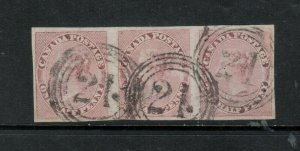 Canada #8 Extra Fine Used Strip Of Three With 4 R 21 Cancel **With Certificate**