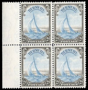 Bermuda #108 Cat$23+ (for hinged), 1936 2p light blue and black, sheet margin...