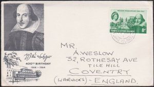 TURKS ISLANDS 1964 8d Shakespeare on commem FDC (UK issue).................B5071