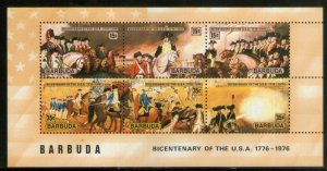 Barbuda 1976 US Bicentenary war Scene Sc 235c Sheetlet MNH # 5354