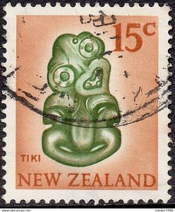NEW ZEALAND 1967 15c Orange-Green & Orange-Brown, Tiki SG856 Used