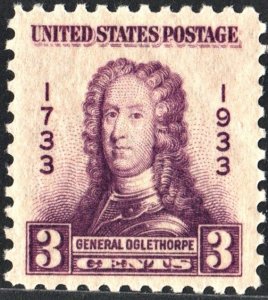 SC#726 3¢ General Oglethorpe (1933) MNH
