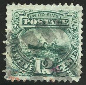 US Scott #117 Used, VF, Leaf w/red cxl