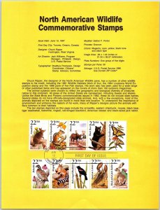 USPS SOUVENIR PAGE NORTH AMERICAN WILDLIFE COMMEMORATIVE STAMPS 1987 B