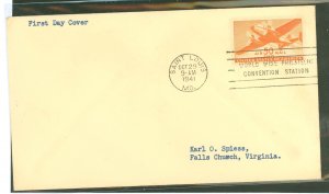 US C31 1941 50c Transport (high value of the series), on an addressed (typed) uncacheted