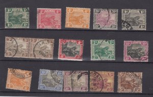 Federated Malay States Unchecked Tiger Collection Of 15 Fine Used BP8906