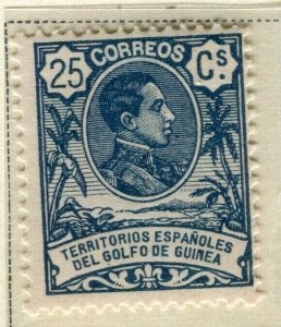 SPAIN COLONIES; GUINEA 1909 early Alfonso issue Mint hinged on 25c. value