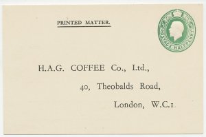 Postal stationery GB / UK - Privately printed Coffee - Caffein free H.A.G. Coffe