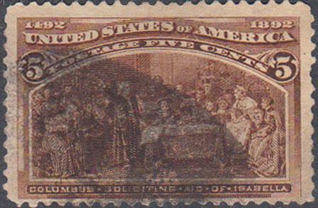 United States Scott 234 Used with pulled perforation.