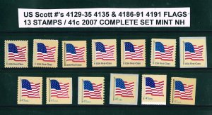 US Scott # 4129-35 4135 & 4186-91 4191 / Flag .41 Set of 13 MNH