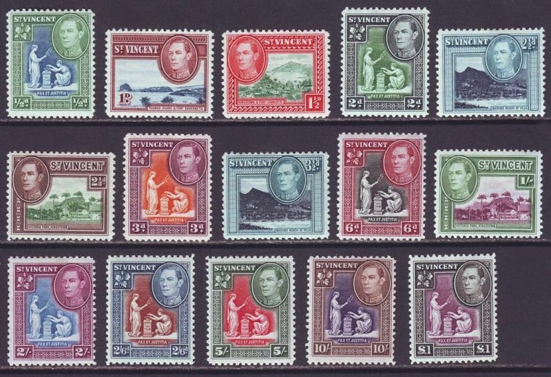 St Vincent 1938 SC 141-151 MLH Set of 15 GVI