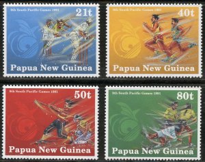 Papua New Guinea Scott 771-74 MNHOG - 1991 South Pacific Games Set - SCV $11.85