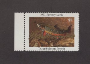 PATS1 - Pennsylvania First Of State Trout & Salmon A/S Single. MNH. OG.