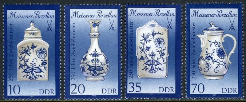 Germany DDR/GDR 2740-2743,MNH. Meissen Onion-pattern Porcelain.Vase,Teapot, 1989