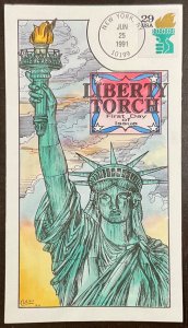 2531a Collins Hand Painted cachet Liberty & Torch FDC 1991