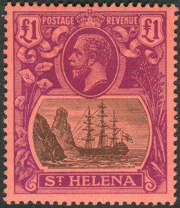 ST HELENA-1922-37 £1 Grey & Purple/Red.  A mounted mint example Sg 250
