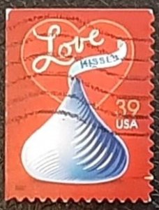 US Scott # 4122; used 39c Love stamp from 2007; VF centering