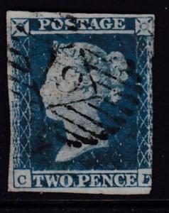 Great Britain 1841 QV 2d blue From an Old Tyme Collection  F/VF/Used(o)