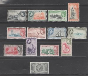 Barbados 1953 Queen Elizabeth II Scott # 235 - 247 MH