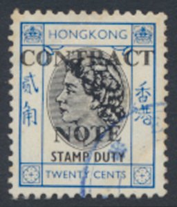 Hong Kong Contract Note 1971  - on 1967   20c Used 