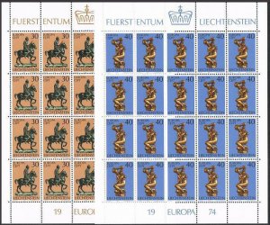 Liechtenstein 543-544 sheets,MNH.Michel 600-601 bogen. EUROPE CEPT-1974.Horseman