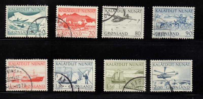 Greenland Sc 78-85 Mail Transport stamp set used