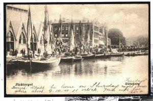 SWEDEN MARITIME 1903 Fisktorget FRA SVERIGE Card Denmark PAQUEBOT Surrey Q11c