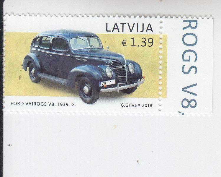 2018 Latvia History of Automobiles - Ford Vairogs V8 (Scott 999) MNH