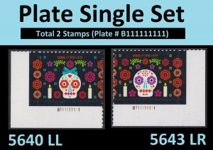 US 5640 5643 Day of the Dead F plate single set 2 L MNH 2021