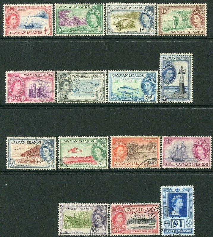CAYMAN ISLANDS-1953-62 Set to £1 Sg 148-161a FINE USED V32966
