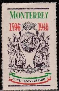 MEXICO-Monterrey COMMEM LABEL, 350th ANNIVERSARY IN 1946. MINT, NH. VF.