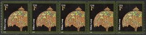 SC#3758A 1¢ Tiffany Lamp Plate Strip of Five: #S11111 (2008) MNH