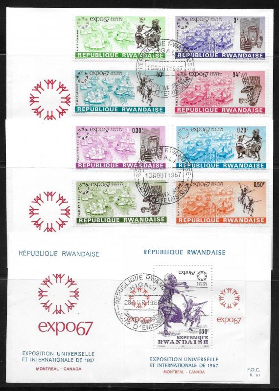 Rwanda 210, 225-32 Expo '67 FDC