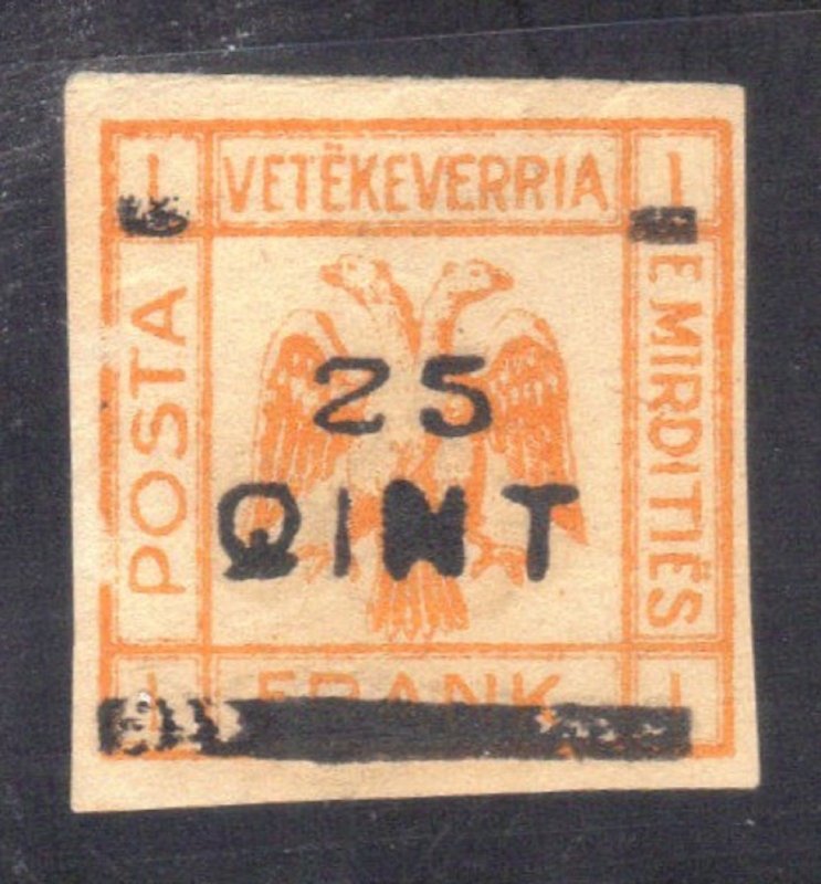 ALBANIA ,MIRDITE REP.25q on 1f 1921 ORANGE