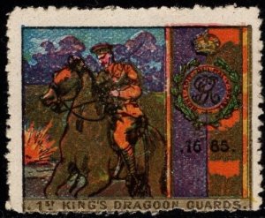 1914 WW One France Delandre Poster Stamp 1st King's Dragoon Guards Unused