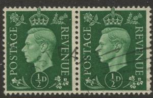 Great Britain - Scott 235 - KGVI Definitive -1937 -FU -Horiz.Pair of 1/2p Stamp