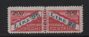 San Marino  #Q34  MNH 1950  parcel post surcharge 200 l on 25 l .  pair