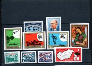 HUNGARY 1973-1974 SMALL IMPERFORATED COLLECTION SET OF 10 STAMPS MNH