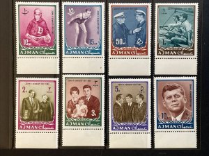 1964 AJMAN John F. Kennedy Memorial Complete Set Sc# 19-26 MNH SCV $11+