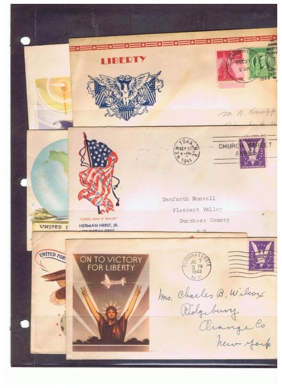 6 Minkus WWII patriotic covers postally used