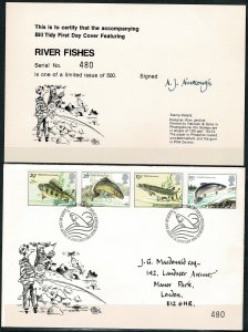 GREAT BRITAIN 1983 QE II F.D.C. FISHES SG1207-1210 By BILL TIDY LIMITED to 500