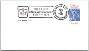 US SPECIAL EVENT POSTMARK COVER 1986 US OPEN CHESS CHAMPIONSHIP SOMERSET N.J. B