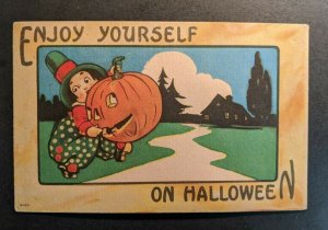 1915 Enjoy Yourself on Halloween Illustrated Halloween Postcard Cover