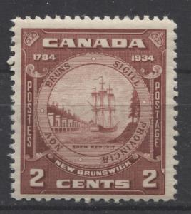 Canada #210i 2c Deep Lake Brown 1934 New Brunswick Issue Closed Frame F-65 OG