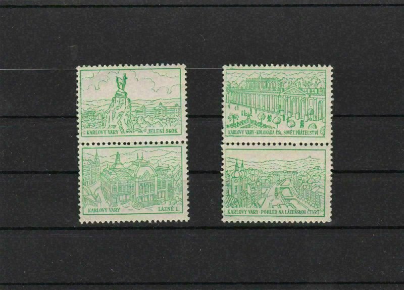 VINTAGE POSTER STAMPS OF THE CZECH REPUBLIC TOWN KARLOVY VARY , UNMOUNTED MINT