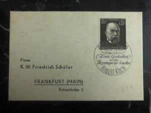 1945 Hamburg Germany First Day Souvenir Cover FDC Robert Koch To Frankfurt