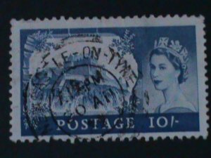 ​GREAT BRITAIN-1955-SC#311QUEEN ELIZABETH II FANCY CANCEL-VF-69 YEARS OLD