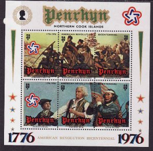 Penrhyn -Sc#80d-unused NH sheet-American Bicentennial-1976-