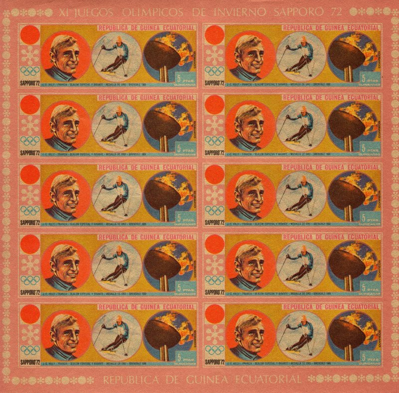 Equatorial Guinea 1972 Mi#A27/A33 SAPPORO OLYMPICS 7 Sheetlets IMPERFORATED MNH