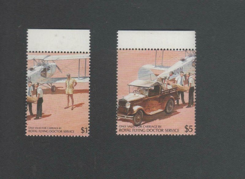 Royal Flying Doctor Service 1987 Pair of Cinderella stamp $1 & $5 Australia Mint 